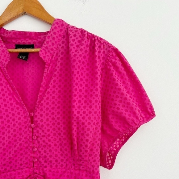 Lane Bryant Pink Boho Polka Dots Button Up Top Size 22/24 - Picture 4 of 12